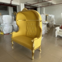 Fauteuil double de style cage à oiseaux blanc et or, pour événements de mariage européens, personnalisable