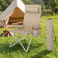 Chaise de camping pliante portable d'extérieur en aluminium, inclinable à 4 positions, réglable, vente chaude en gros