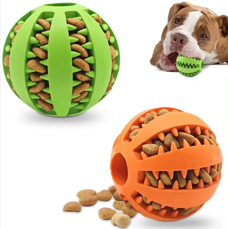 Limpieza de dientes de perro mascota multifuncional Entrenamiento de fugas Alimentador lento Pelota de juguetes para masticar mascotas