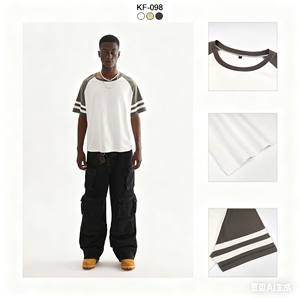 เสื้อยืดแขนสั้นแบบแร็กแลนแนวสปอร์ตแฟชั่นสำหรับผู้ชายเสื้อยืด100% ผ้าฝ้ายถักมีโบว์ผ้าสไตล์ฮิปฮอปทรงพอดีตัวปกติ - Product Image 1