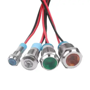 6/8/10/12mmLED Metal indicator Power indicator with cable 6V12V220V