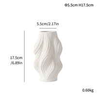 Vase à fleurs en porcelaine blanche texturée ondulée, géométrique abstraite, unique, décoration intérieure minimaliste moderne ARM LVG