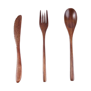 Modern Minimalist Eco-Friendly Wooden Dinner Utensil and Flatware Set with Mirror Polish <b>for</b> <b>Cooking</b> Camping <b>Presents</b> - Product Image 2