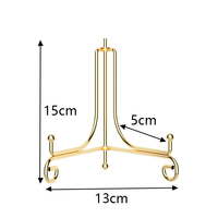 Présentoir pliable vintage à un niveau pour assiettes, support métallique doré pour plats et bols, chevalet réglable antidérapant