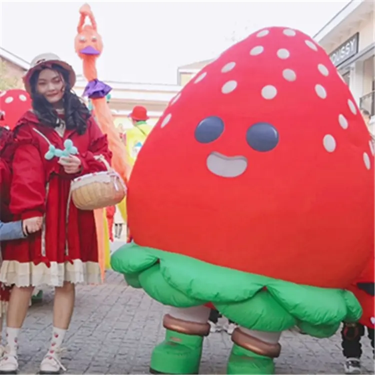 Adult size fruit cartoon mascot inflatable strawberry inflatable mascot costume/red strawberry mascot costume