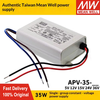 Fuente de Alimentación de Voltaje Constante MEAN WELL APV-35 de 35W, Económica, Carcasa de Plástico IP42, Entrada de 100-240V para Iluminación LED Interior