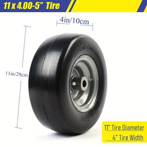 Pneus et roues de tondeuse à gazon en PVC plats non gonflables de 11x4.00-<span class=keywords><strong>5</strong></span> pouces avec roulement à billes, nouveaux, articulés de <span class=keywords><strong>3</strong></span>/4 ou <span class=keywords><strong>5</strong></span>/<span class=keywords><strong>8</strong></span> pouces - Product Image 2