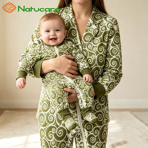 Neuseeländischer Großhandel Umweltfreundliche Atmungsaktive Bambus-Baumwoll-Modal Familien-Passende Pyjamas <span class=keywords><strong>Mama</strong></span> und Neugeborenes <span class=keywords><strong>Pyjama</strong></span>-Set - Product Image 4