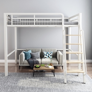 Nordic Modern Iron Loft <b>Bed</b> Customizable Single/<b>Double</b> Layer <b>Black</b>/White Metal Adjustable Height Foldable Bedroom Apartment - Product Image 1