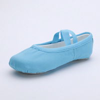 Chaussures de danse ethniques bleues en toile, souples, respirantes, sans lacets, pour la pratique du ballet