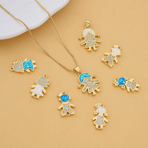YH2056 Ciondoli per Bambini Placcati in <span class=keywords><strong>Oro</strong></span> 18K con Opale e Micro Pavé di Zirconi CZ, Charm per Ragazzi e Ragazze per Creazione di Gioielli - Product Image 2
