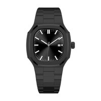 Nouveau personnalisé en acier inoxydable hommes montres mouvement à Quartz mains lumineuses 38MM montre carrée solide bande bracelet calendrier cadran logo