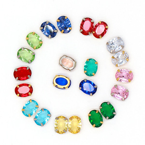 Strass ovales cousus à la main, base or et argent, 12 facettes, qualité A, pour accessoires de robe de mariée et de chaussures - Product Image 5