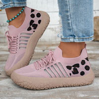 Chaussures de course pour femmes, été, rétro, respirantes, en tricot, avec semelle intérieure en EVA, antidérapantes, amorties