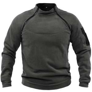 Sudadera con Capucha Táctica para Hombre, de Forro Polar, con Cierre de Cremallera, Color Sólido, Holgada, Cálida, Transpirable, para Exteriores, Otoño - Product Image 6