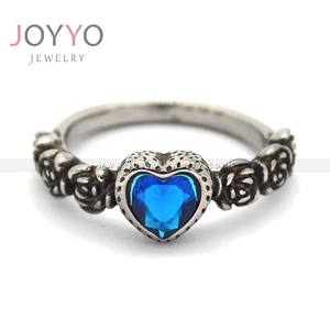 कारखाने की कीमत विंटेज चांदी स्टेनलेस स्टील रंगीन दिल के आकार की हीरे की अंगूठी, शादी और महिलाओं के लिए सगाई गहने - Product Image 5