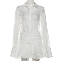 Robe matelassée unique pour femme, design élégant, vêtements de mode pour femme, chemisier à manches longues, mini-robe à volants, robe décontractée pour femme