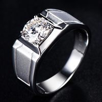 Bague minimaliste ronde en moissanite, argent sterling 925, sertie à griffes, plaquée rhodium, pour elle, cadeau