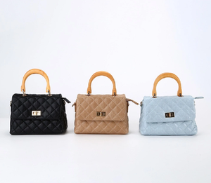 Thời trang <span class=keywords><strong>Lady</strong></span> bông Vai Túi Xách với gỗ xử lý chất lượng Brown PU da kim cương Womens cross-cơ thể túi - Product Image 4