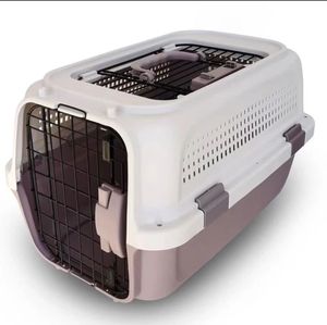 Pet viagens e ao ar livre pet carry gaiola para gatos e cães plástico casa pet gaiola caixa de transporte aéreo