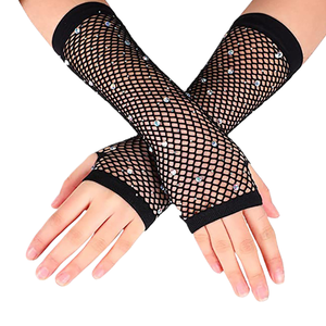 Chengwei <span class=keywords><strong>Filet</strong></span> <span class=keywords><strong>de</strong></span> pêche mi-long avec gants <span class=keywords><strong>de</strong></span> fête en maille sexy extensible - Product Image 1