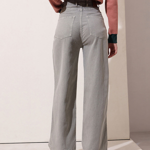 Pantalon en jean évasé décontracté de haute qualité, tissu tissé bleu, pantalon tendance <span class=keywords><strong>pour</strong></span> femmes, fermeture à crochet et barrette, streetwear élégant - Product Image 3