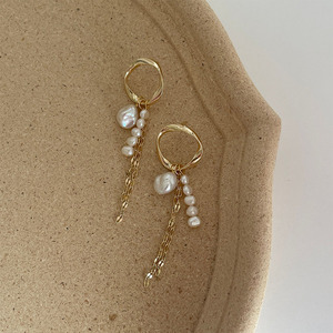 <strong>Custom</strong> Handmade <strong>Jewelry</strong> Gold Pearl Tassel Earrings Boho Pearl Drop Dangle Earring Gold Long Tassel Pearl Earrings <strong>Jewelry</strong> <strong>Supply</strong> - Product Image 5