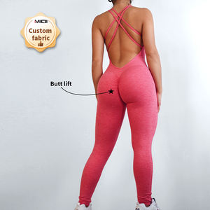 MIQI combinaison de yoga taille haute avec dos croisé personnalisée combinaison de yoga athlétique de fitness extensible pour grande fille - Product Image 5