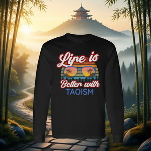 Maglietta a maniche lunghe Taoist con scritta 'La vita è migliore con il Tao', prodotto promozionale - Product Image 3