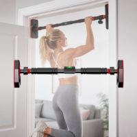 Barra de dominadas ajustable para puerta sin instalación, barra de dominadas para gimnasio en casa con medidor de nivel para entrenamiento de fuerza para adultos