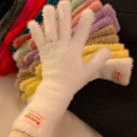 Solide Winter-Handschuhe aus weichem Nerzfleece für Damen, Plüsch-Strickhandschuhe, warme Handschuhe, Handgelenkstulpen, Outdoor-Fahr- und Skihandschuhe, Vollfingerhandschuhe, Geschenk