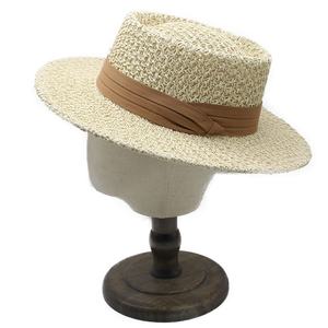 Chapeau de soleil d'été unisexe réglable pour l'extérieur, style vintage décontracté, en paille de papier, avec dessus incurvé, bord plat en fourrure et design ajouré, type Jazz - Product Image 3