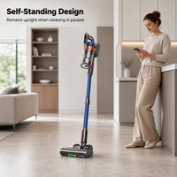 Aspirateur balai sans fil, 400W 30KPA, 50 min d'autonomie, support mural autoportant pour rangement, brosse anti-emmêlement, batterie amovible
