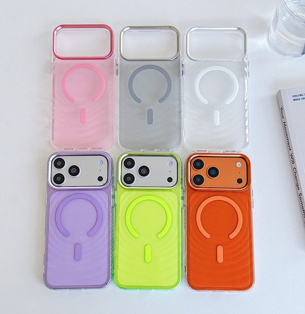 Fashion 3D Wave Clear Pc Magnetic Mobile Phone case for iPhone 17 Pro Max 16 15 14 Pro Max 13 Shockproof Transparency Cover Back