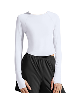 Camiseta Deportiva de Manga Larga con Cuello Redondo para Mujer PINSPARK, Top de Yoga con Protección UV UPF 50+, Transpirable, Ligera, 100% Algodón - Product Image 1