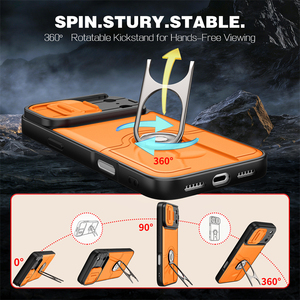 เคสโทรศัพท์แบบมีขาตั้งกล้อง Armor Push-pull สำหรับ iPhone 17 16 15 14 Pro Max ป้องกันการกระแทก พร้อมวงแหวนและฝาหลัง - Product Image 3