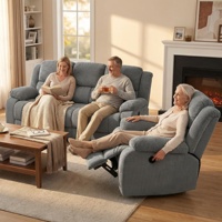 Ensemble de canapés 3 places inclinables électriques en tissu technique, 2 fauteuils inclinables avec chargement USB, mobilier multifonctionnel pour salon