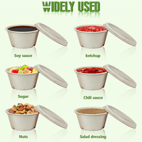 Contenants à sauce compostables, gobelets jetables en papier pour servir des échantillons, gobelets à condiments en fibre de bagasse naturelle avec couvercles