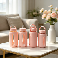 Nouvelle bouteille d'eau en verre tendance avec poignée et paille, motif imprimé laser, cadeau de Noël, logo personnalisé pour usage quotidien
