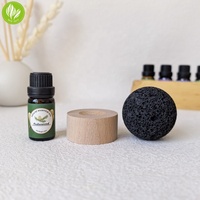 Diffuseur de boule de lave écologique à vente chaude, base en bois naturel, arôme de haute qualité, cadeau d'aromathérapie, désodorisant d'air, noir