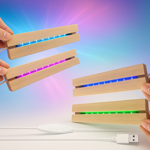 Lampe décorative LED sur socle en bois massif, surdimensionnée, ronde, couleur personnalisée, faite à la main, pour la décoration de la maison, support d'affichage, lampe de nuit - Product Image 1