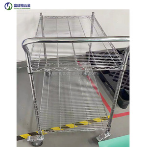 Hội thảo <span class=keywords><strong>3</strong></span> lớp Chrome mạ kệ với bánh xe di động hậu cần thương mại chọn Xe Đẩy Bán buôn Chất lượng cao nóng bán - Product Image 3