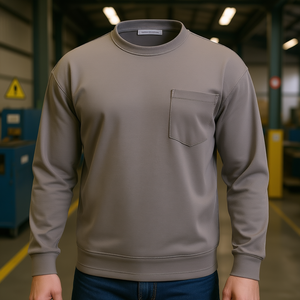 Camicia da Lavoro Resistente alle Fiamme per Uomo, in Cotone, Manica Lunga, Grigia, 2XL, con Tasca, Traspirante, Uniforme - Product Image 2