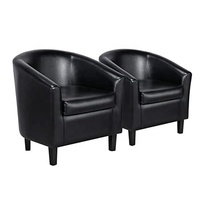 Chaises d'Appoint Oem Espresso Color Lot de 2 Chaises d'Appoint en Cuir Faux Noir Chaise Club pour Chambre à Coucher Salon Salle de Lecture