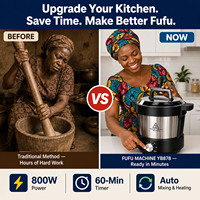 Machine à piler le Fufu 6L, antiadhésive, électrique, automatique, 800W, pour la préparation de l'igname pilée, du manioc et du Banku, robot culinaire