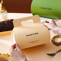 Boîtes à gâteaux sur mesure de style nouveau pour gâteaux en tranches, boîte à gâteau roulé en carton ivoire de qualité alimentaire, luxueuse et unique, avec poignée