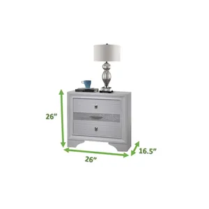 Matrix Traditional 2 Drawer Nightstand White Wood <b>Storage</b> Furniture Bedroom - Product Image 4