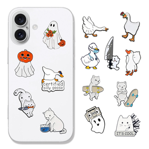 Envío Rápido, Pegatinas Metálicas Divertidas para Teléfono con <span class=keywords><strong>Memes</strong></span>, Pins Esmaltados de Ganso y Gato de Líneas Simples, Amuletos para Teléfono con Humor Discreto para Minimalistas - Product Image 5
