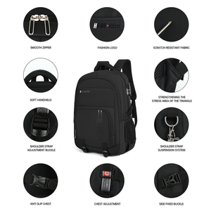 Sac à dos scolaire antivol tendance avec logo personnalisé, sac de voyage pour ordinateur portable grande capacité avec port USB, vente en gros pour hommes - Product Image 5
