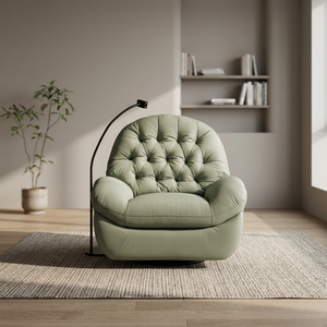 Sillón de Cuero Acolchado Moderno, Muebles de Sala de Estar de Estilo Contemporáneo, Diseño de Respaldo Sólido para Uso Doméstico - Product Image 4